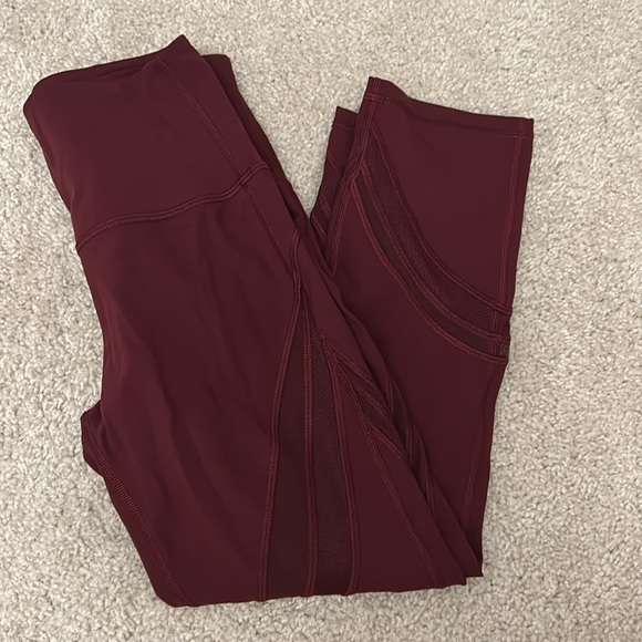 Lulu maroon leggings size 4 - Picture 2 of 3